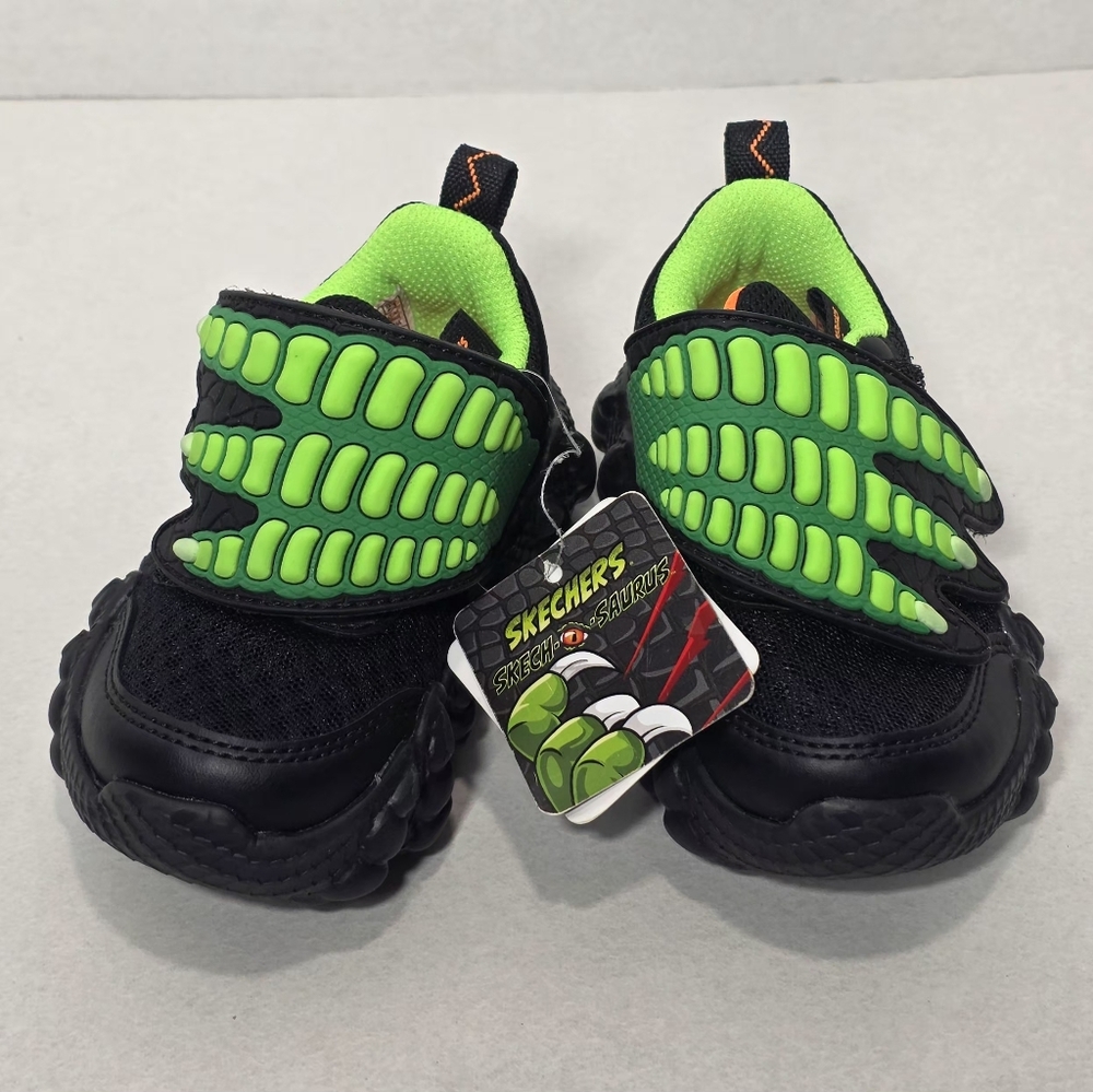 New Skechers Lil' Saurus-Claw Hunter Infant Boys Slip On Sneakers Sz 5 Lime NWT